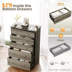 VINGLI Cassettiera Alta, Cassettiera Grigia a 6 Cassetti, Comò in Legno Grigio per Camera da Letto