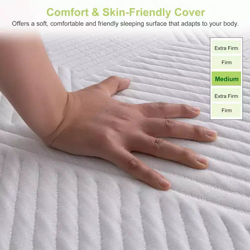 Materasso Wuleitex in memory foam confortevole da 10 pollici, materasso in schiuma di alta qualità a tre strati traspirante, con fodera rimovibile