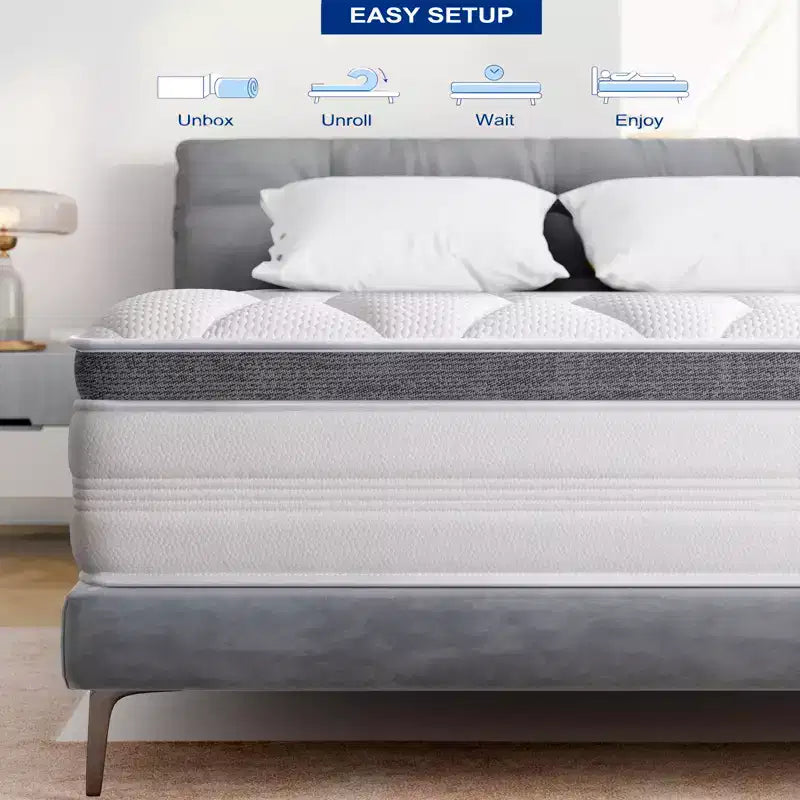 Materasso Wuleitex in memory foam confortevole da 10 pollici, materasso in schiuma di alta qualità a tre strati traspirante, con fodera rimovibile