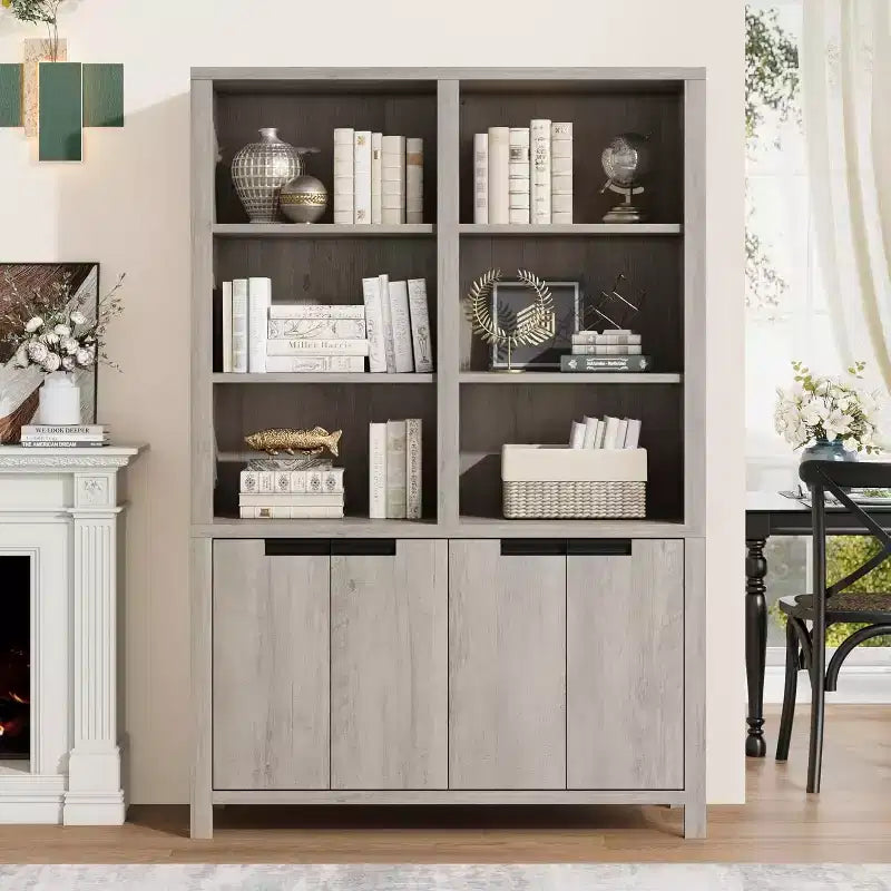 Libreria alta 74,5 pollici a 6 ripiani con doppio spazio di archiviazione, librerie doppie larghe con 12 scomparti, librerie autoportanti ampie per l'home office