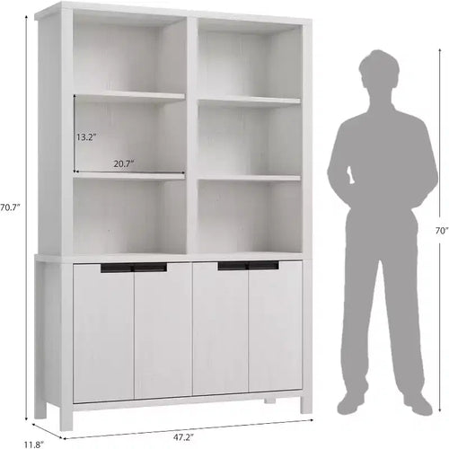 Libreria alta 74,5 pollici a 6 ripiani con doppio spazio di archiviazione, librerie doppie larghe con 12 scomparti, librerie autoportanti ampie per l'home office