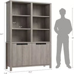Libreria alta 74,5 pollici a 6 ripiani con doppio spazio di archiviazione, librerie doppie larghe con 12 scomparti, librerie autoportanti ampie per l'home office