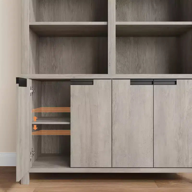 Libreria alta 74,5 pollici a 6 ripiani con doppio spazio di archiviazione, librerie doppie larghe con 12 scomparti, librerie autoportanti ampie per l'home office