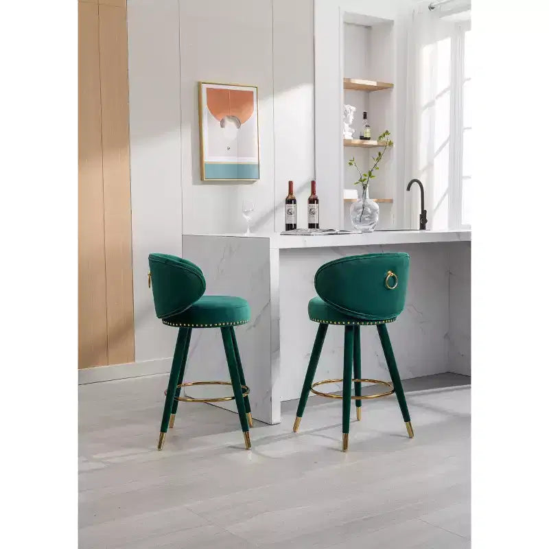 Set di 2 sgabelli da bar con cuscini imbottiti, gambe in legno, sgabelli da ufficio, sgabelli da bar altezza bancone per ristoranti