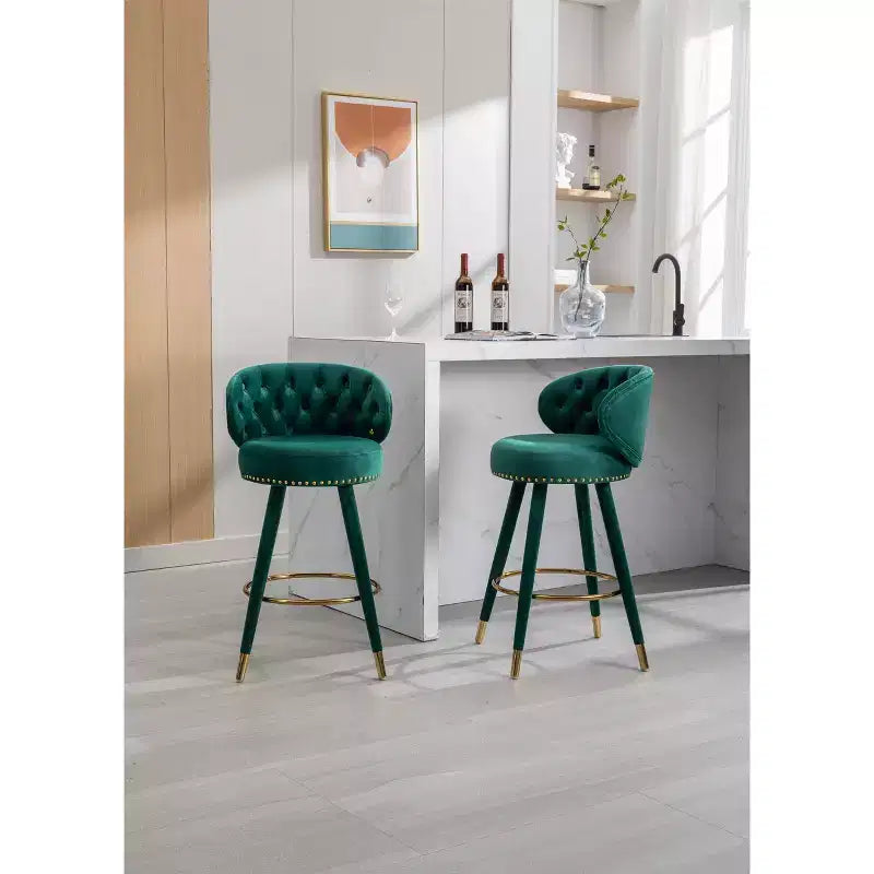 Set di 2 sgabelli da bar con cuscini imbottiti, gambe in legno, sgabelli da ufficio, sgabelli da bar altezza bancone per ristoranti