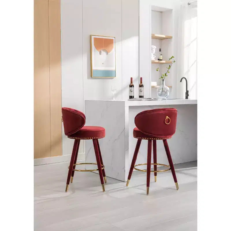 Set di 2 sgabelli da bar con cuscini imbottiti, gambe in legno, sgabelli da ufficio, sgabelli da bar altezza bancone per ristoranti
