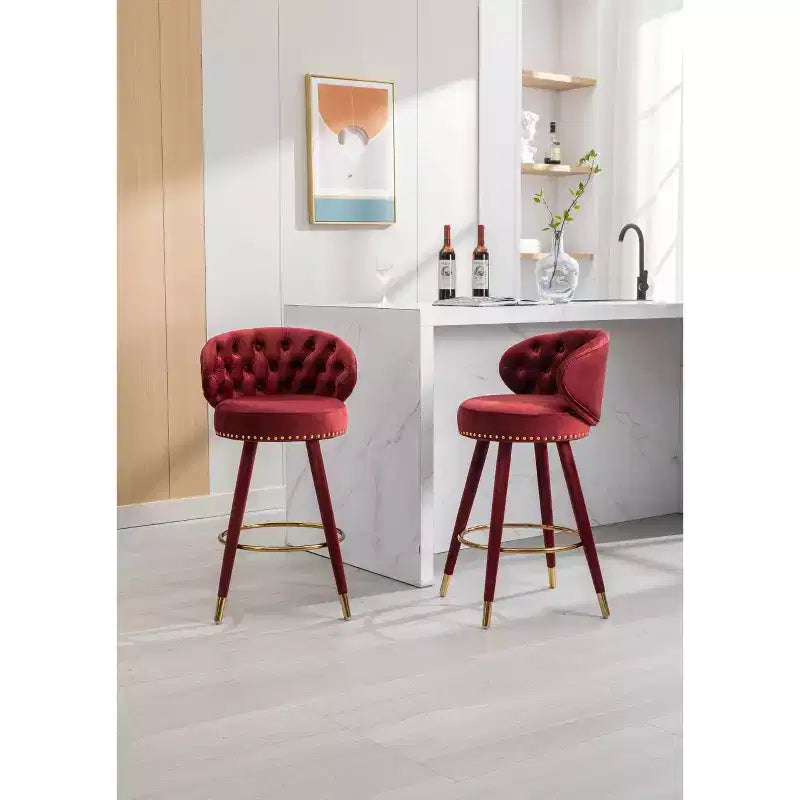 Set di 2 sgabelli da bar con cuscini imbottiti, gambe in legno, sgabelli da ufficio, sgabelli da bar altezza bancone per ristoranti
