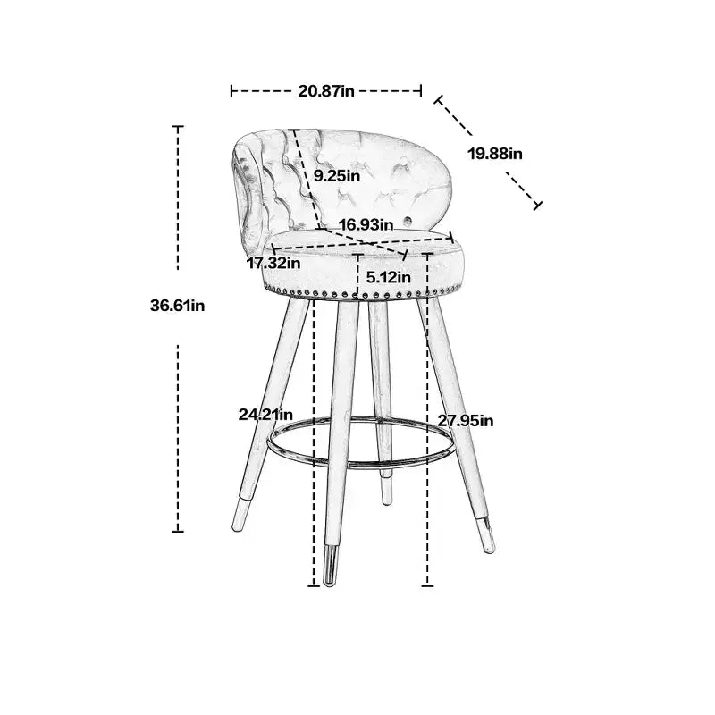Set di 2 sgabelli da bar con cuscini imbottiti, gambe in legno, sgabelli da ufficio, sgabelli da bar altezza bancone per ristoranti