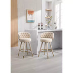 Bar Stools Set of 2 Upholstered Seat Cushions Bar Stools Chairs Wood Legs Stool Offices Counter Height Bar Stool for Restaurants