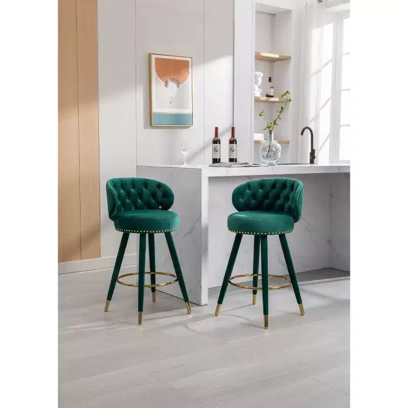 Set di 2 sgabelli da bar con cuscini imbottiti, gambe in legno, sgabelli da ufficio, sgabelli da bar altezza bancone per ristoranti