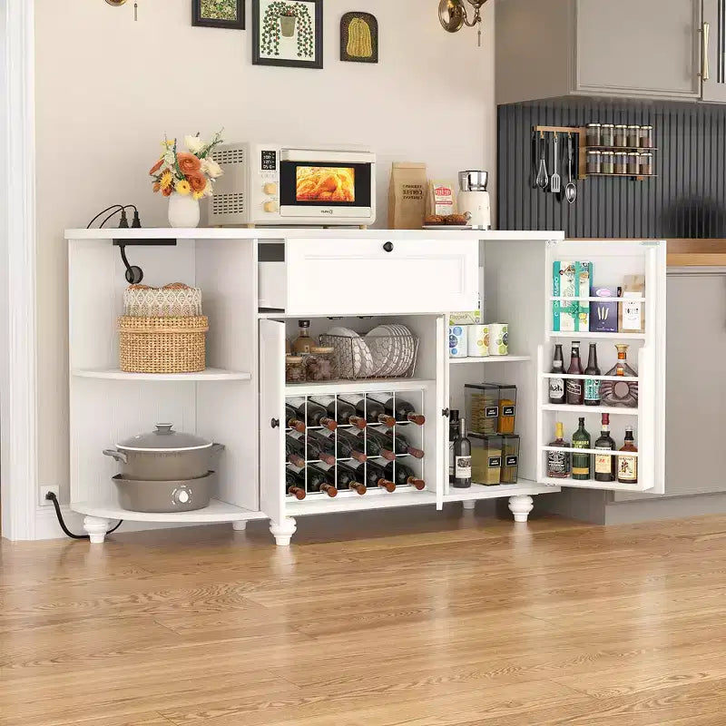 Besiost Mobile Buffet da Caffè con Contenitore e Ante, Mobile Bar con Portabottiglie