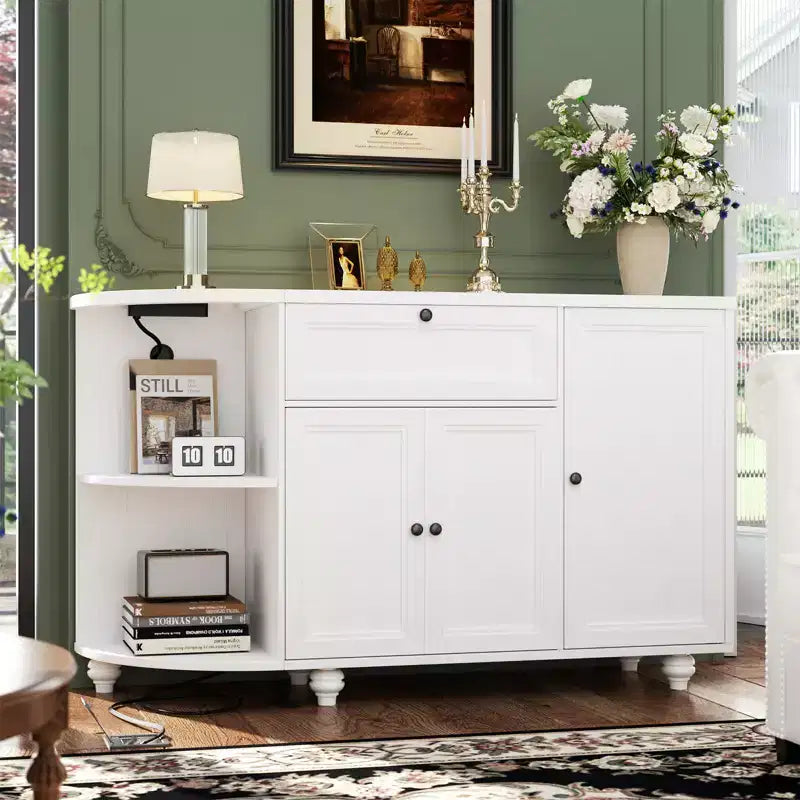 Besiost Mobile Buffet da Caffè con Contenitore e Ante, Mobile Bar con Portabottiglie