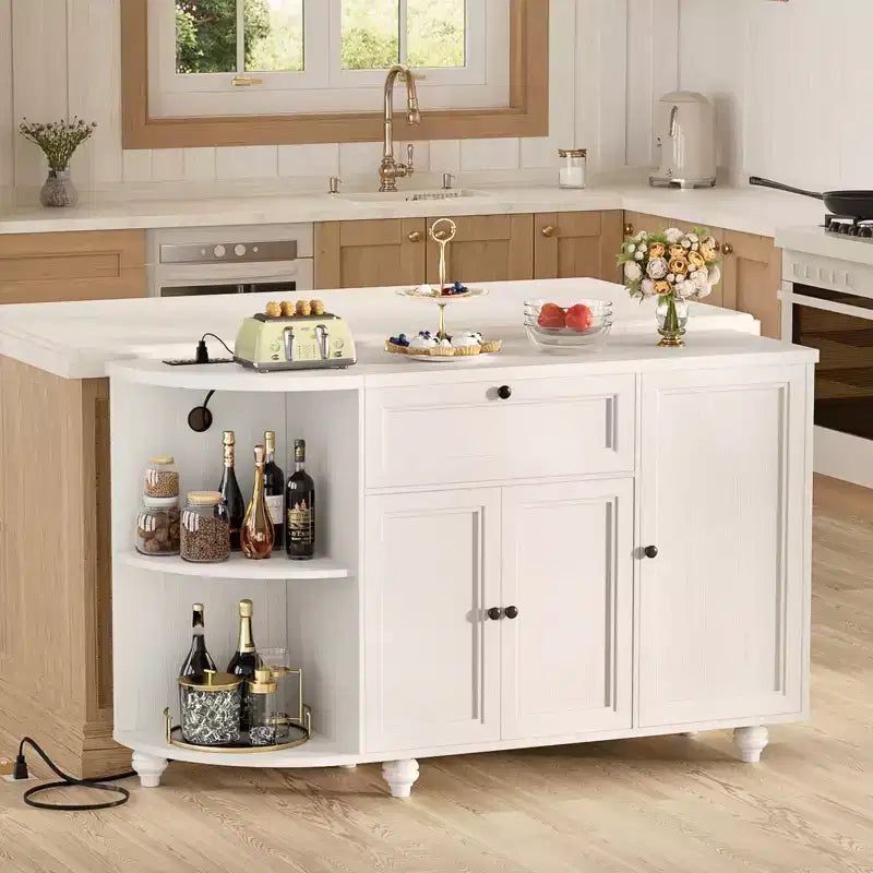 Besiost Mobile Buffet da Caffè con Contenitore e Ante, Mobile Bar con Portabottiglie