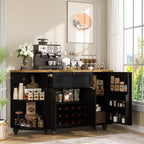 Besiost Mobile Buffet da Caffè con Contenitore e Ante, Mobile Bar con Portabottiglie