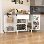 Besiost Mobile Buffet da Caffè con Contenitore e Ante, Mobile Bar con Portabottiglie