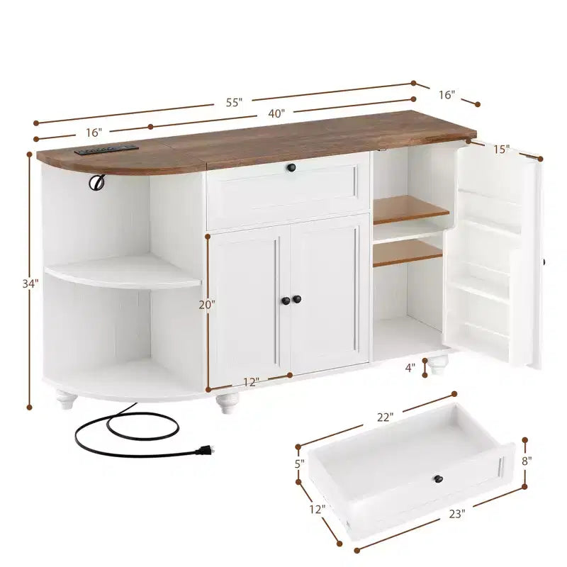 Besiost Mobile Buffet da Caffè con Contenitore e Ante, Mobile Bar con Portabottiglie