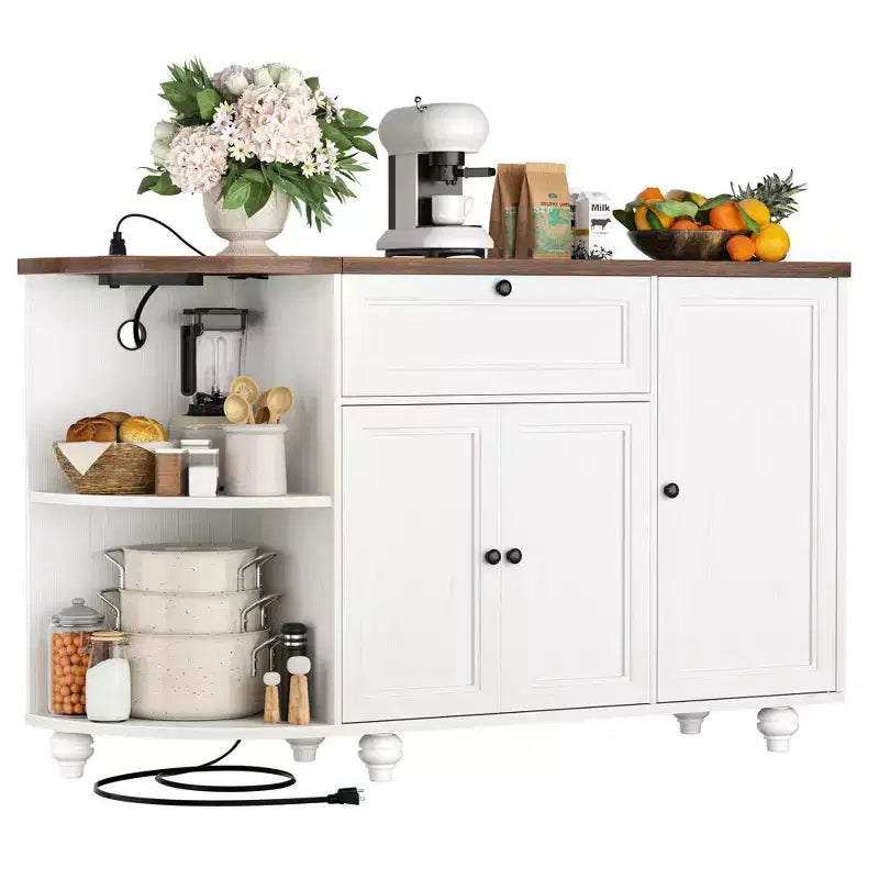 Besiost Mobile Buffet da Caffè con Contenitore e Ante, Mobile Bar con Portabottiglie