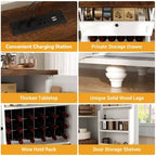 Besiost Mobile Buffet da Caffè con Contenitore e Ante, Mobile Bar con Portabottiglie