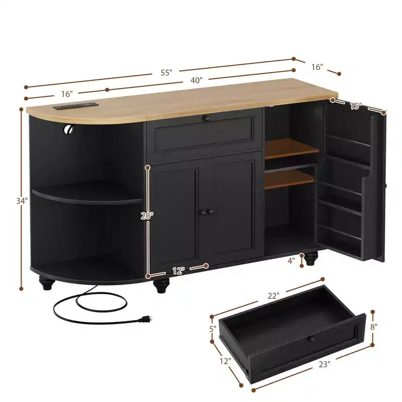 Besiost Mobile Buffet da Caffè con Contenitore e Ante, Mobile Bar con Portabottiglie