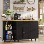 Besiost Mobile Buffet da Caffè con Contenitore e Ante, Mobile Bar con Portabottiglie
