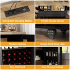 Besiost Mobile Buffet da Caffè con Contenitore e Ante, Mobile Bar con Portabottiglie
