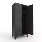 Armadio metallico con doppie ante e ripiani regolabili; Elevata capacità di carico; Ideale per cucine, soggiorni e camere da letto