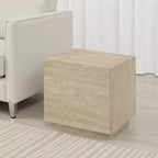Royal Hampton Side End Table, 19 Inch Square Travertine Top, Natural Wood Beige