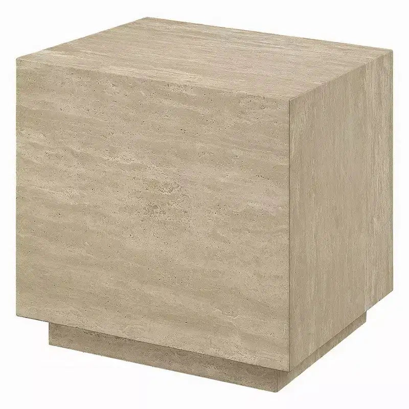 Tavolino Royal Hampton, piano quadrato in travertino da 19 pollici, legno naturale beige