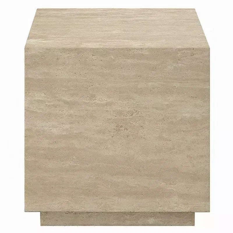 Tavolino Royal Hampton, piano quadrato in travertino da 19 pollici, legno naturale beige