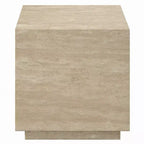 Tavolino Royal Hampton, piano quadrato in travertino da 19 pollici, legno naturale beige
