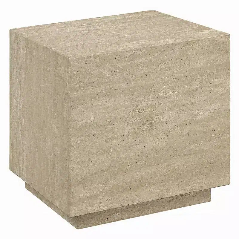 Tavolino Royal Hampton, piano quadrato in travertino da 19 pollici, legno naturale beige