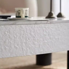 GDFStudio Juno, tavolino da caffè ovale in legno stile moderno di metà secolo, con larghezza di 120 cm, cassetto nascosto e vano portaoggetti