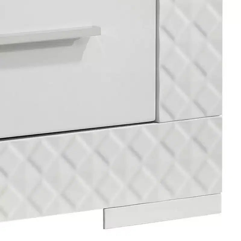 Comodino Royal Hampton con 2 cassetti, finitura a trama lucida bianca