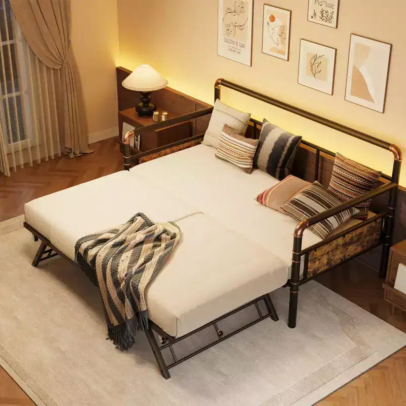 Struttura letto matrimoniale a scomparsa, con rotelle bloccabili, pieghevole, montaggio semplice e leggero.