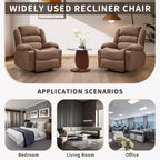 Poltrona reclinabile manuale oversize con reclinazione a 3 posizioni, poltrona lounge singola imbottita allargata con 2 portabicchieri, 2 tasche laterali, tessuto ciniglia