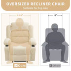 Poltrona reclinabile manuale oversize con reclinazione a 3 posizioni, poltrona lounge singola imbottita allargata con 2 portabicchieri, 2 tasche laterali, tessuto ciniglia