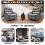 Poltrona reclinabile manuale oversize con reclinazione a 3 posizioni, poltrona lounge singola imbottita allargata con 2 portabicchieri, 2 tasche laterali, tessuto ciniglia
