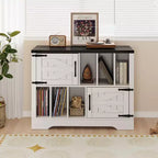 CuisinSmart Mobiletto Porta Giradischi da 99 cm con Contenitore per Vinili, Contenitore per Dischi in Vinile con 2 Ante Scorrevole, Fino a 450 Album per Soggiorno e Sala da Musica