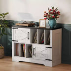 CuisinSmart Mobiletto Porta Giradischi da 99 cm con Contenitore per Vinili, Contenitore per Dischi in Vinile con 2 Ante Scorrevole, Fino a 450 Album per Soggiorno e Sala da Musica