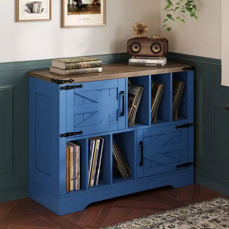 CuisinSmart Mobiletto Porta Giradischi da 99 cm con Contenitore per Vinili, Contenitore per Dischi in Vinile con 2 Ante Scorrevole, Fino a 450 Album per Soggiorno e Sala da Musica