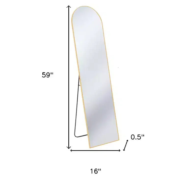 HomeRoots 59, specchio a figura intera con cornice ad arco in metallo dorato, da appoggio e da parete