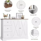 Credenza a Buffet con Ante, Cassetti, Mobile Contenitore da Caffè Stile Fattoria