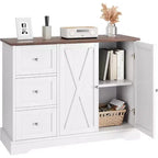 Credenza a Buffet con Ante, Cassetti, Mobile Contenitore da Caffè Stile Fattoria