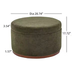 Christopher Knight Home Antonov Pouf Contenitore Rotondo Rivestito in Tessuto con Base in Legno di Gomma