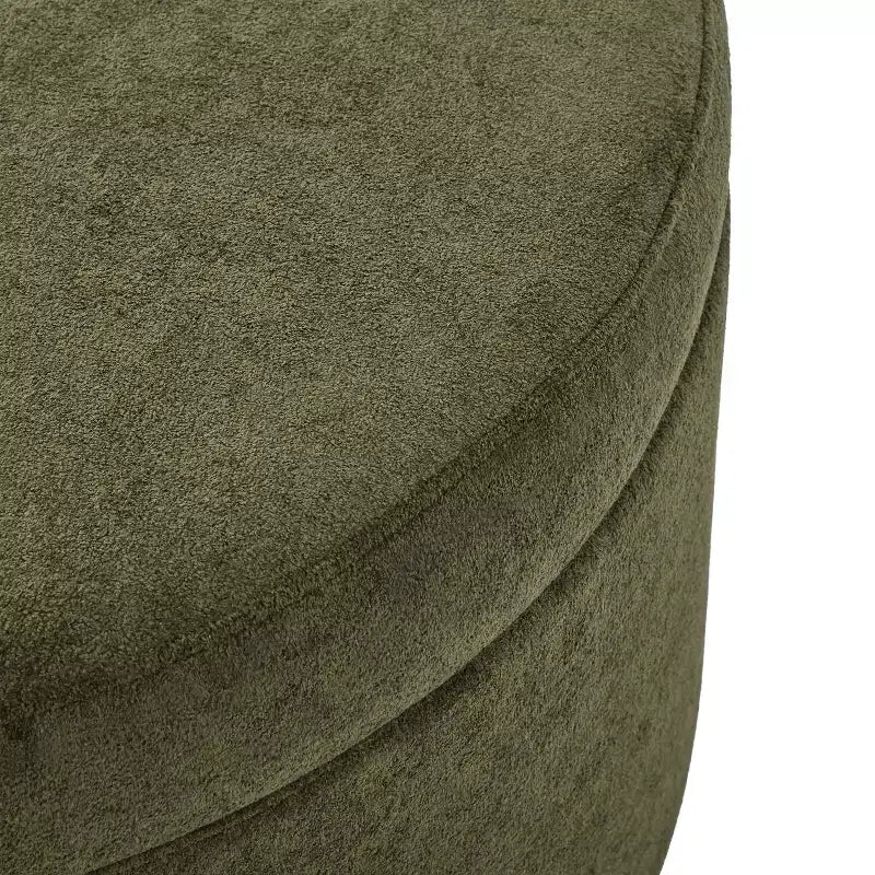 Christopher Knight Home Antonov Pouf Contenitore Rotondo Rivestito in Tessuto con Base in Legno di Gomma