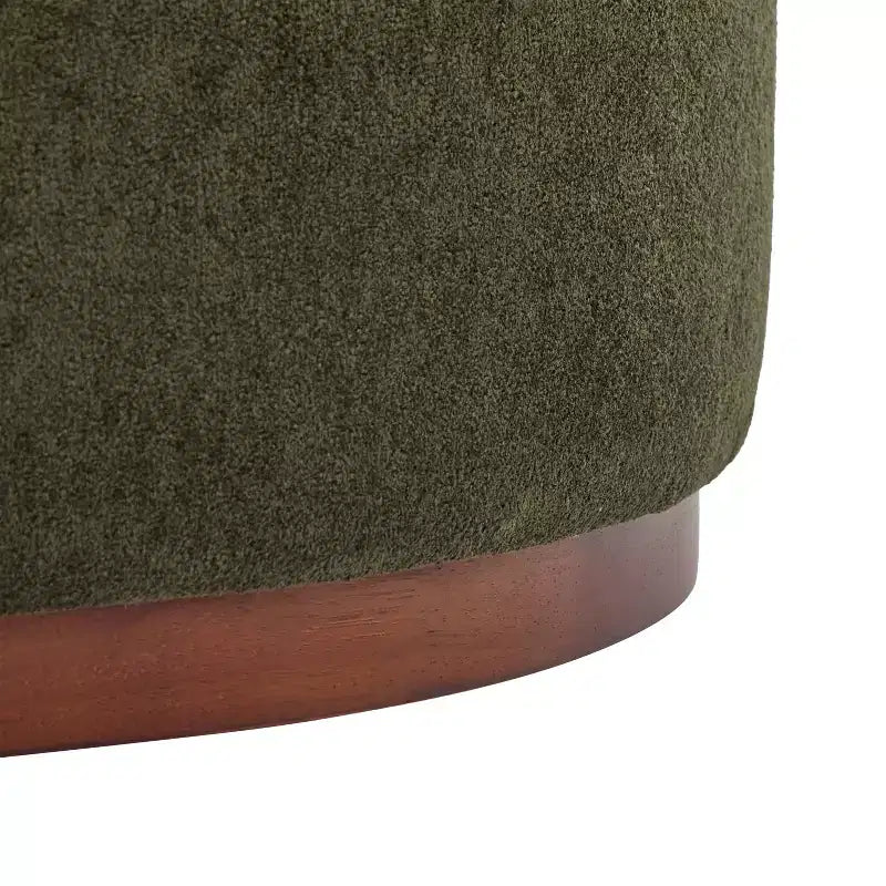 Christopher Knight Home Antonov Pouf Contenitore Rotondo Rivestito in Tessuto con Base in Legno di Gomma