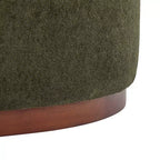 Christopher Knight Home Antonov Pouf Contenitore Rotondo Rivestito in Tessuto con Base in Legno di Gomma