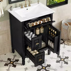 GDFStudio Crystal 24 Mobile Bagno in Legno Massello con Lavabo e Mensola Regolabile