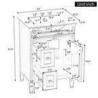 GDFStudio Crystal 24 Mobile Bagno in Legno Massello con Lavabo e Mensola Regolabile