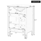 GDFStudio Crystal 24 Mobile Bagno in Legno Massello con Lavabo e Mensola Regolabile